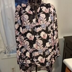Attention Black and Pink Floral Top